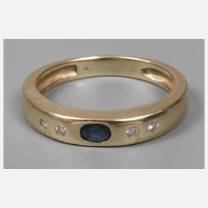 Damenring mit Brillanten und Saphir