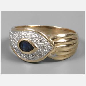 Damenring mit Saphir und Diamanten