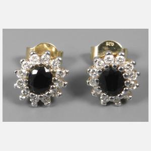 Paar Ohrstecker mit Saphir und Brillanten