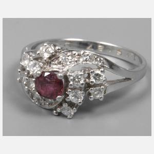 Damenring mit Rubin und Brillanten