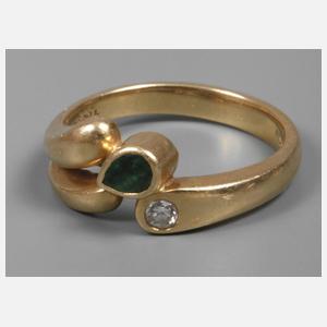 Damenring mit Smaragd und Brillant