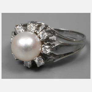 Damenring mit Perle und Brillanten