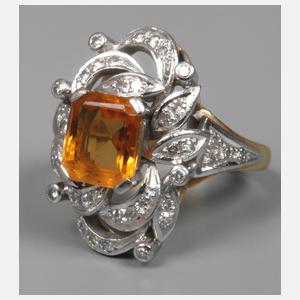 Damenring mit Citrin und Diamanten