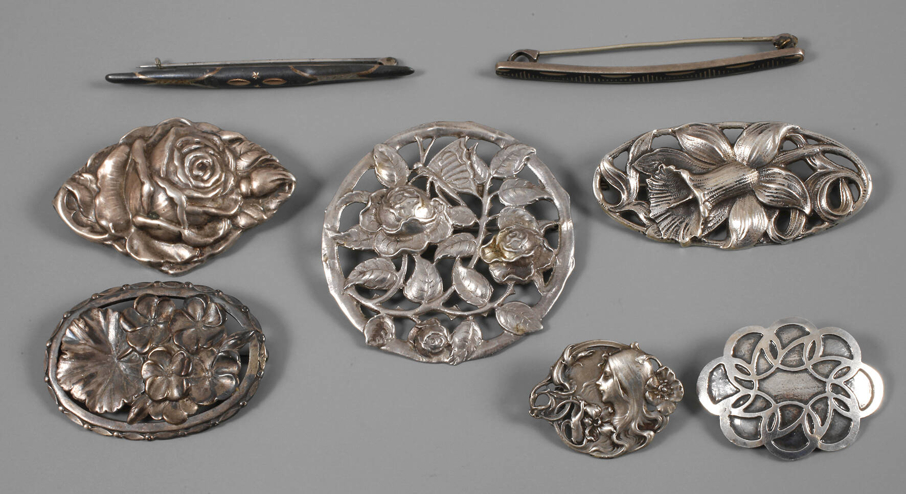 Konvolut Silberbroschen