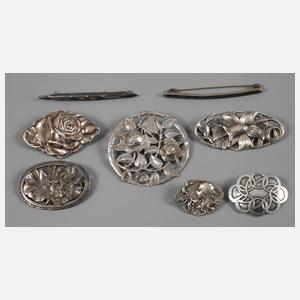 Konvolut Silberbroschen
