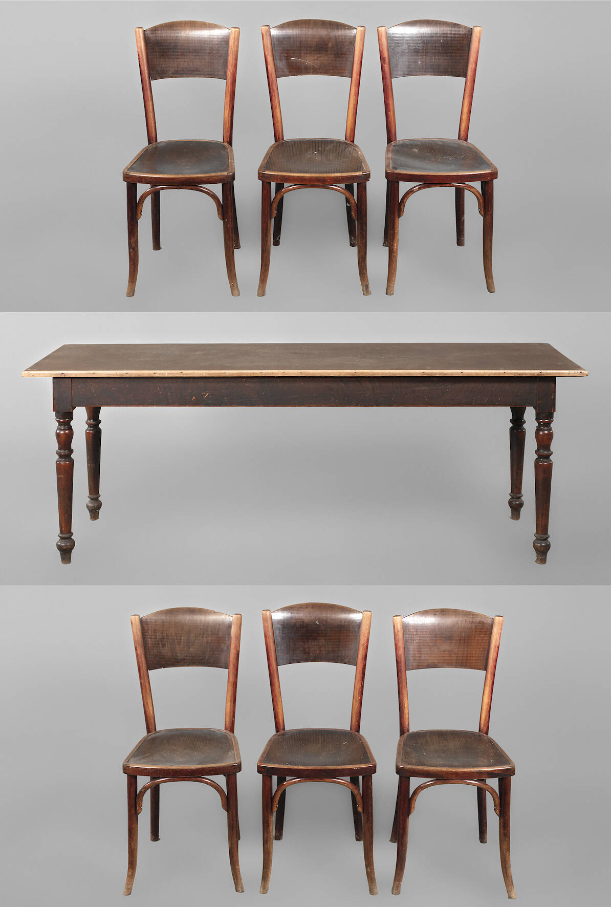 Kneipentisch und sechs Stühle