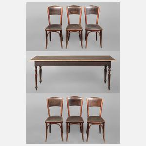 Kneipentisch und sechs Stühle