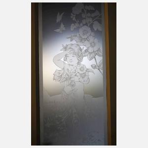 Zwei Türen mit Ätzglasscheiben