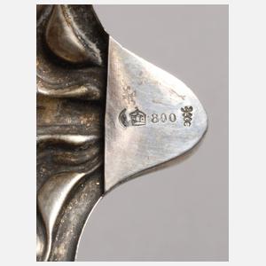 Henkelkorb Silber mit Glaseinsatz