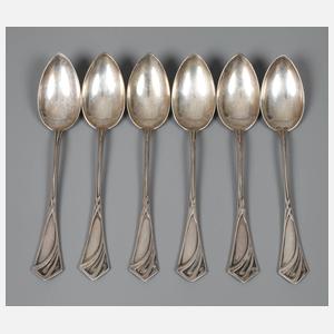 Sechs Teelöffel Silber