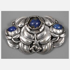 Jugendstilbrosche mit Lapislazuli