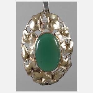 Jugendstilanhänger mit grünem Achat
