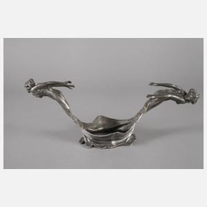 Loetz Wwe. Schale mit figürlicher Zinnmontierung