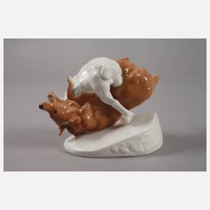 Meissen "Collie und Bulldogge, kämpfend"