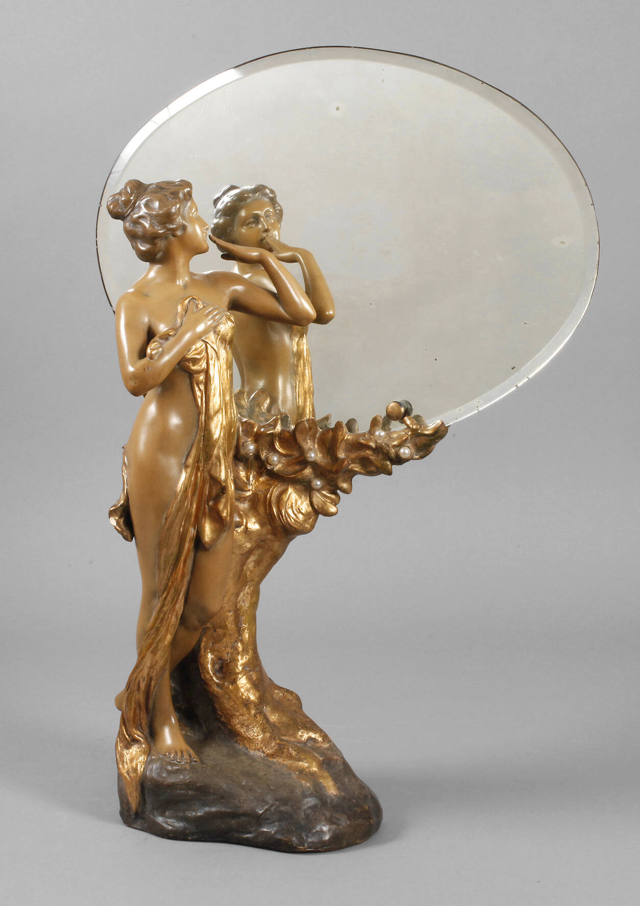 Goldscheider Wien figürlicher Salonspiegel