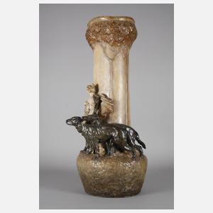 Goldscheider Wien große Vase Nymphe mit Windhunden