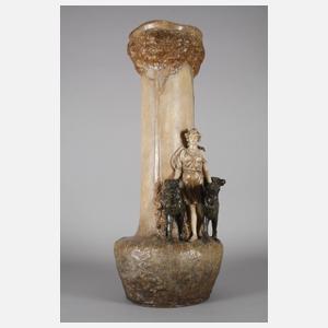 Goldscheider Wien große Vase Nymphe mit Windhunden