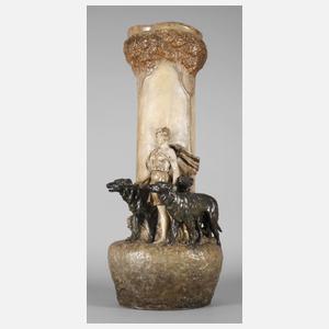 Goldscheider Wien große Vase Nymphe mit Windhunden
