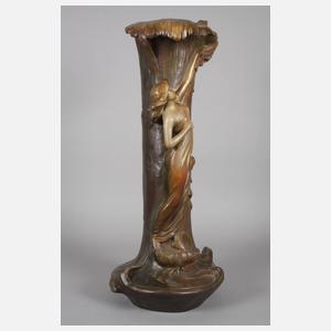 Große Bodenvase mit plastischer Frauenfigur