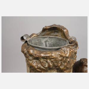 Goldscheider Wien große Vase Magd mit Hühnern