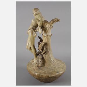 Goldscheider Wien große Vase weiblicher Akt