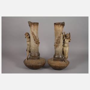 Goldscheider Wien zwei Vasen ballspielendes Paar