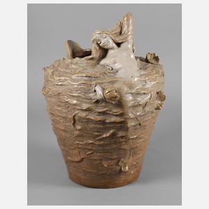 Goldscheider Wien Vase Nymphe im Seerosenteich