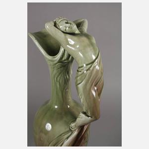 Paar große figürliche Laufglasurvasen