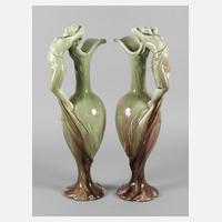 Paar große figürliche Laufglasurvasen111