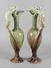Paar große figürliche Laufglasurvasen