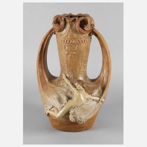 Goldscheider Wien große figürliche Henkelvase