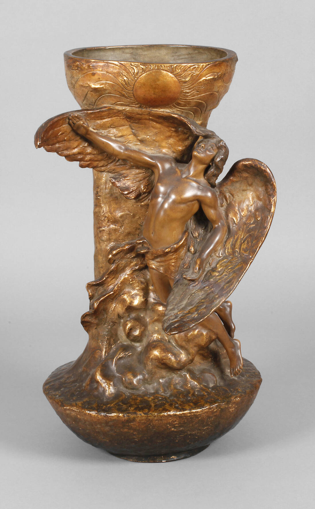 Goldscheider Wien große Vase Ikarus