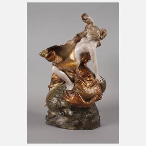 Salonspiegel junge Frau auf Delphin reitend