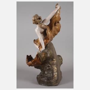 Salonspiegel junge Frau auf Delphin reitend