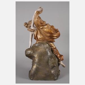 Salonspiegel junge Frau auf Delphin reitend