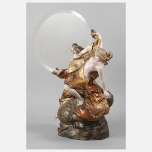 Salonspiegel junge Frau auf Delphin reitend