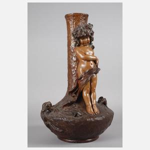 Goldscheider Wien große Vase Rosenputto