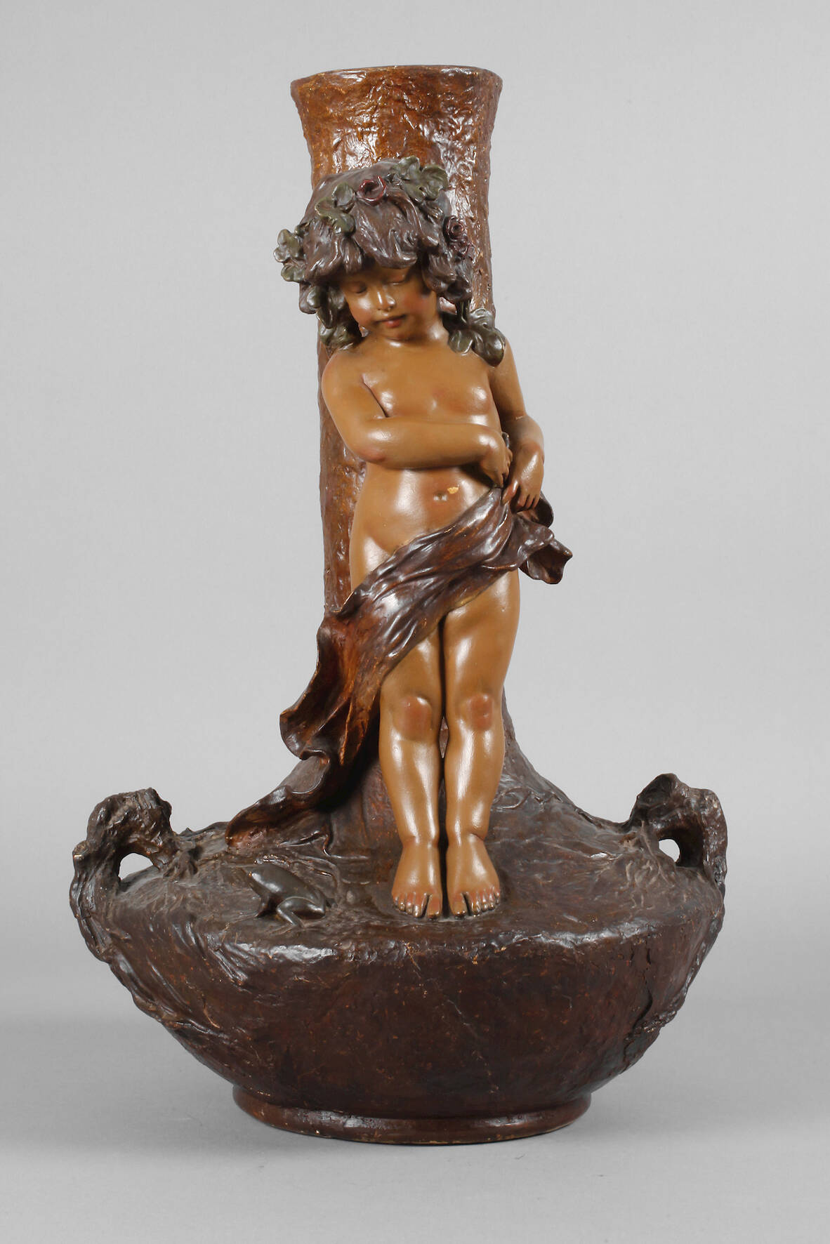 Goldscheider Wien große Vase Rosenputto