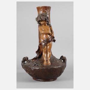 Goldscheider Wien große Vase Rosenputto