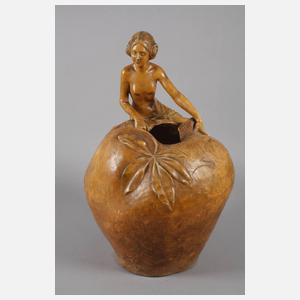 Goldscheider Wien Vase mit weiblichem Halbakt