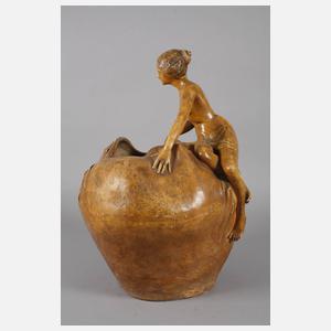 Goldscheider Wien Vase mit weiblichem Halbakt