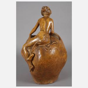 Goldscheider Wien Vase mit weiblichem Halbakt