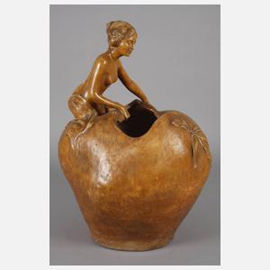 Goldscheider Wien Vase mit weiblichem Halbakt