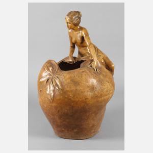 Goldscheider Wien Vase mit weiblichem Halbakt