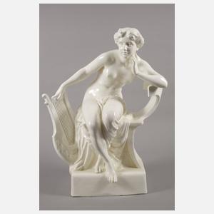 Goldscheider Wien weiblicher Akt mit Lyra