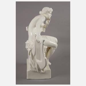 Goldscheider Wien weiblicher Akt mit Lyra