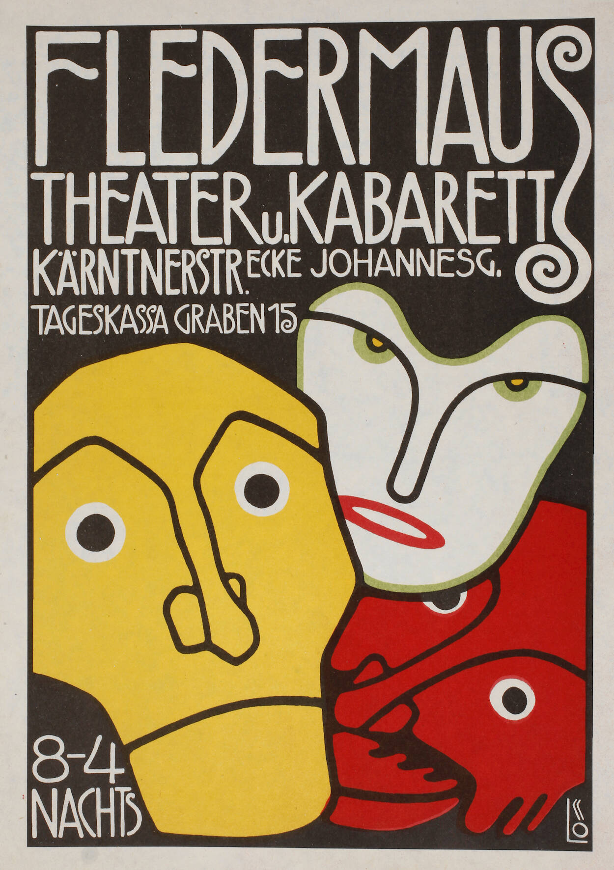 Bertold Löffler, Handplakat zum Cabaret Fledermaus