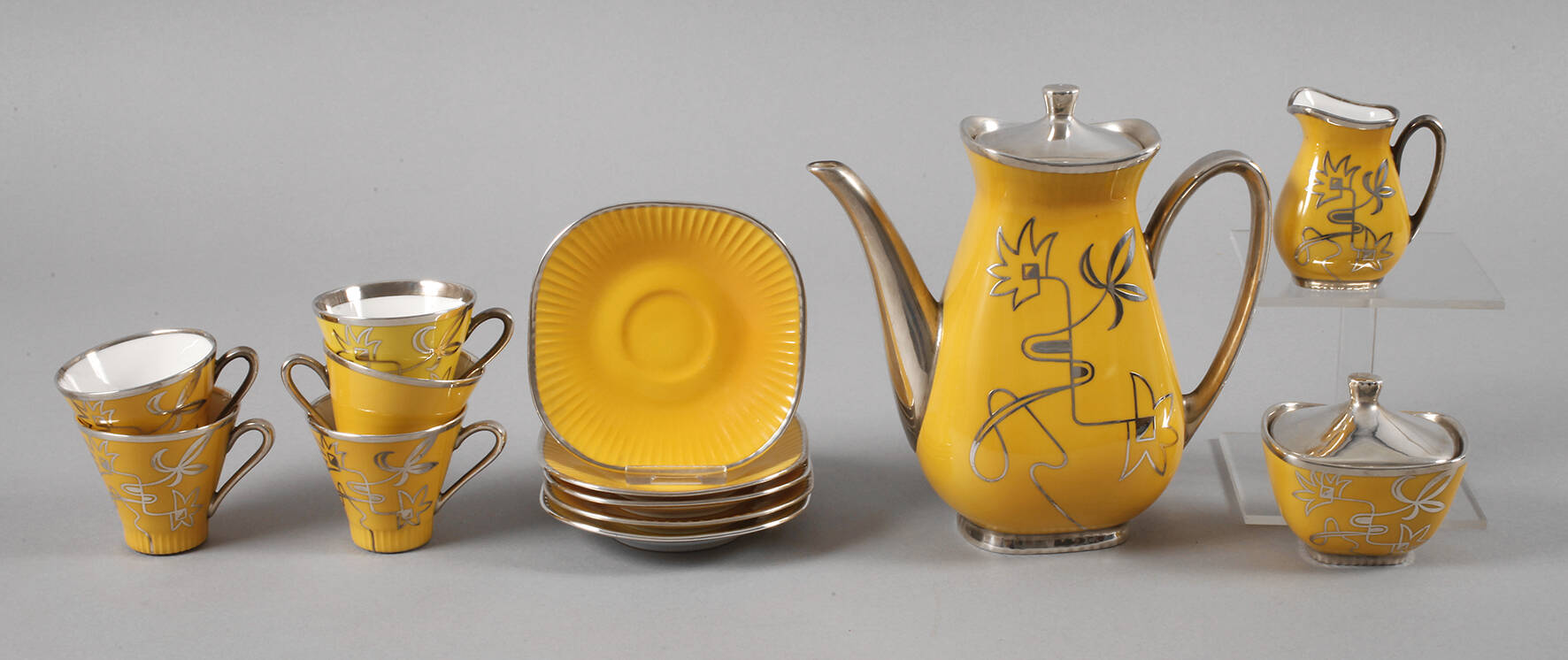 Deusch & Co. Lorch Mokkaservice mit Silberoverlay