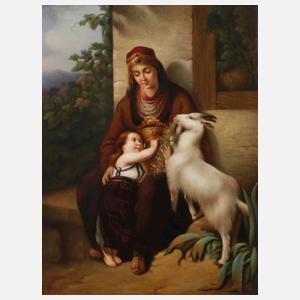 KPM Berlin Bildplatte Orientalin mit Kind