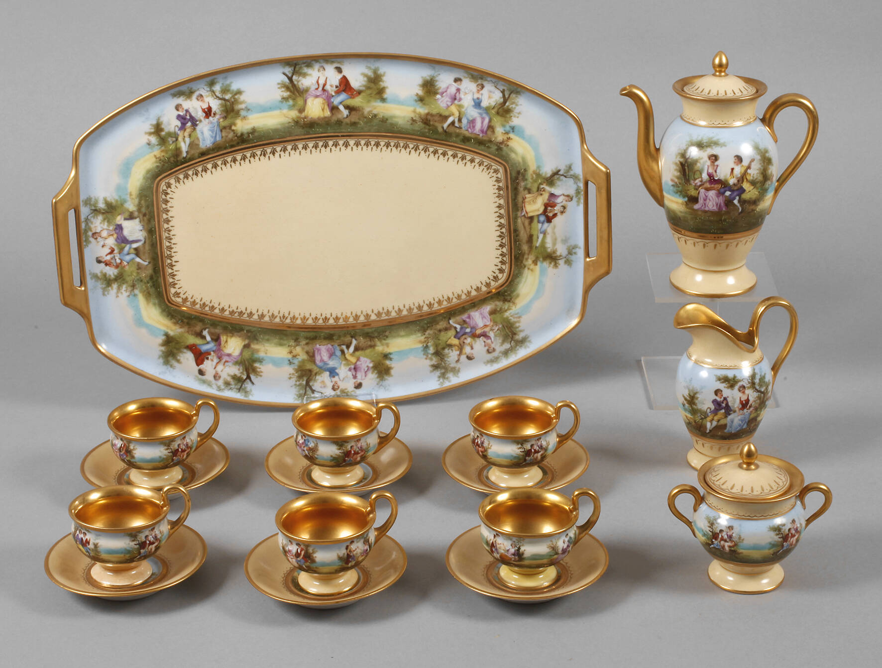 Prunk-Mokkaservice im Alt-Wiener Stil